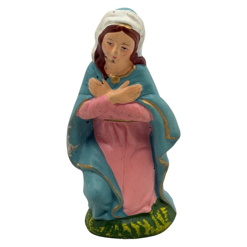 Vintage Mary Nativity Figurine Hand-Painted Religious Decor Christmas Holiday‎